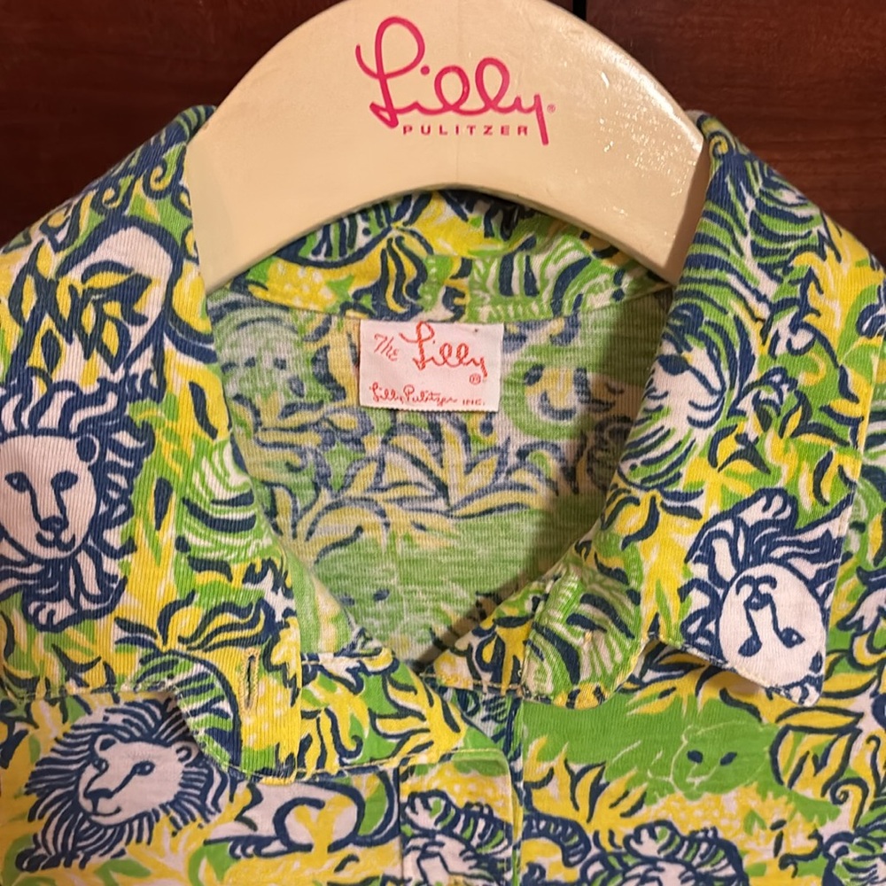 Lilly Pulitzer Vintage The Lilly Print Long Sleeve Polo Shirt